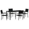 vidaXL Garten Essgruppe 5 stk. Schwarz Poly-Rattan