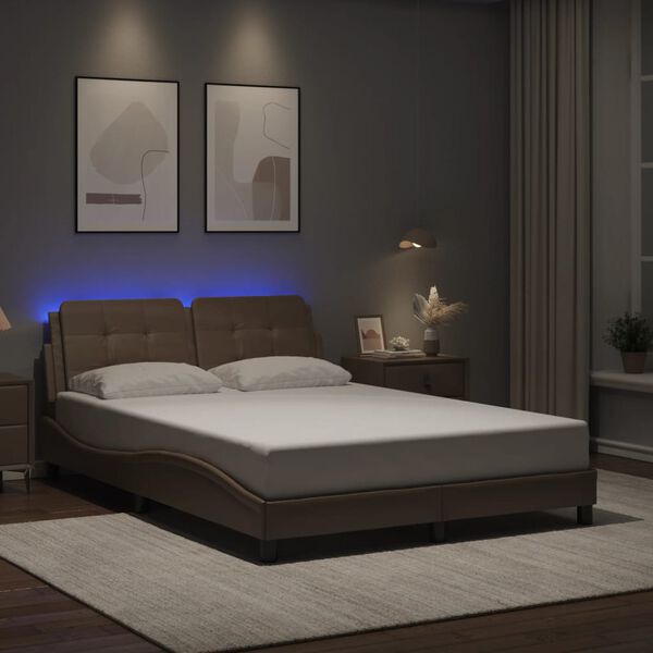 vidaXL Bettgestell mit LED ohne Matratze "Zadar" Cappuccino-Braun 140x200 cm