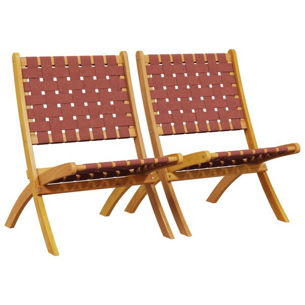 vidaXL Gartenst&uuml;hle 2 Stk. Klappbar Rot Massivholz Akazie & Stoff