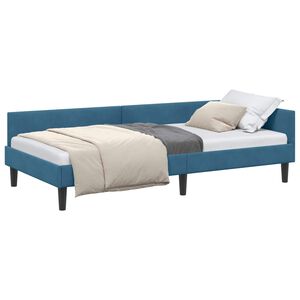 vidaXL Eckbettgestell mit Kopfteil Blau 80 cm x 200 cm Samt