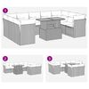 vidaXL 10-tlg. Garten-Sofagarnitur mit Kissen Schwarz Poly Rattan