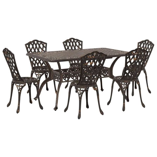 vidaXL Garten Essgruppe 7 pcs Bronze Aluminium