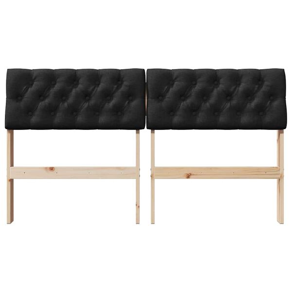 vidaXL Gepolstertes Kopfteil Schwarz 140 cm Massives Kiefernholz