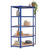 vidaXL Regale mit 5 B&ouml;den 3 Stk. Blau Stahl & Holzwerkstoff