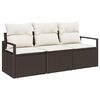 vidaXL Gartensofa-set 3 stk. Braun und Wei&szlig; Poly-Rattan