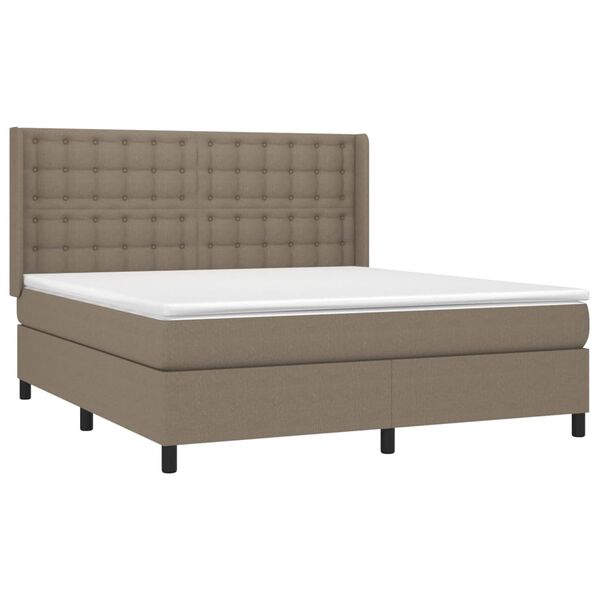 vidaXL Boxspringbett mit Matratze & LED Taupe 160x200 cm Stoff