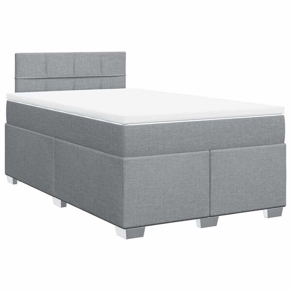 vidaXL Boxspringbett mit Matratze Hellgrau 120x190 cm Stoff