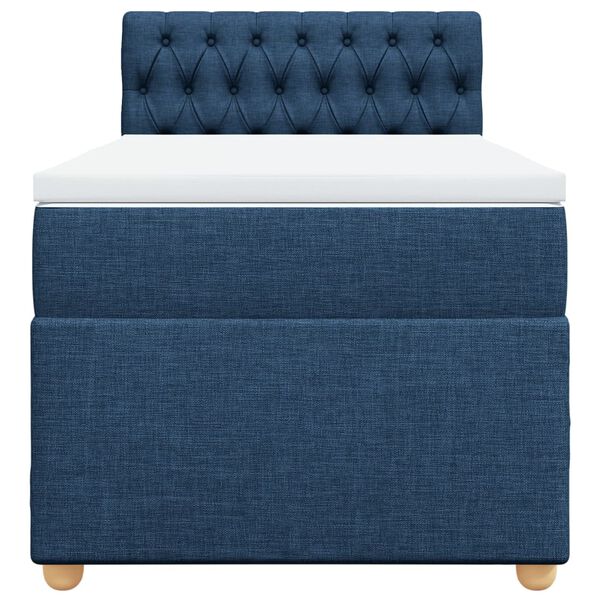 vidaXL Boxspringbett mit Matratze Blau 100x200 cm Stoff