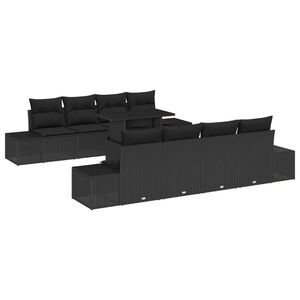 vidaXL Gartensofa-set mit Kissen mit Speicher mit Kissen 9 pcs Schwarz