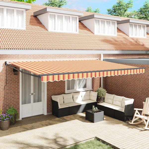 vidaXL Markise Gelb und Orange 500 x 300 x 165 cm Polyester und Metall