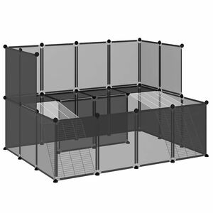 vidaXL Kleintierk&auml;fig Schwarz 143x107x93 cm PP und Stahl