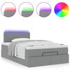 vidaXL Ottoman-Bett mit Matratze & LEDs Hellgrau 120x190 cm Stoff