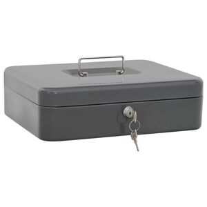 vidaXL Geldbox mit Schloss Dunkelgrau 30 x 24 x 9 cm Stahl
