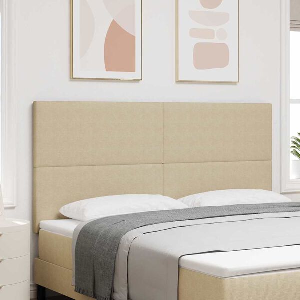 vidaXL LED Kopfteil mit LED-Lichtleisten Grau-Gr&uuml;n 180 cm Polyester