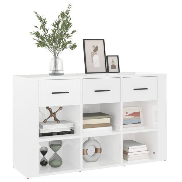 vidaXL Sideboard Hochglanz-Wei&szlig; 100x30x59,5 cm Holzwerkstoff