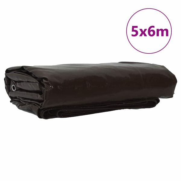 vidaXL Plane 650g / m&sup2; Braun 5 x 6 m Canvas mit PVC-Beschichtung