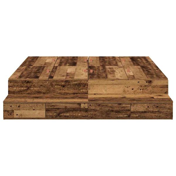 vidaXL Aufbewahrungsbettgestell Altholz 140 cm Holzwerkstoff