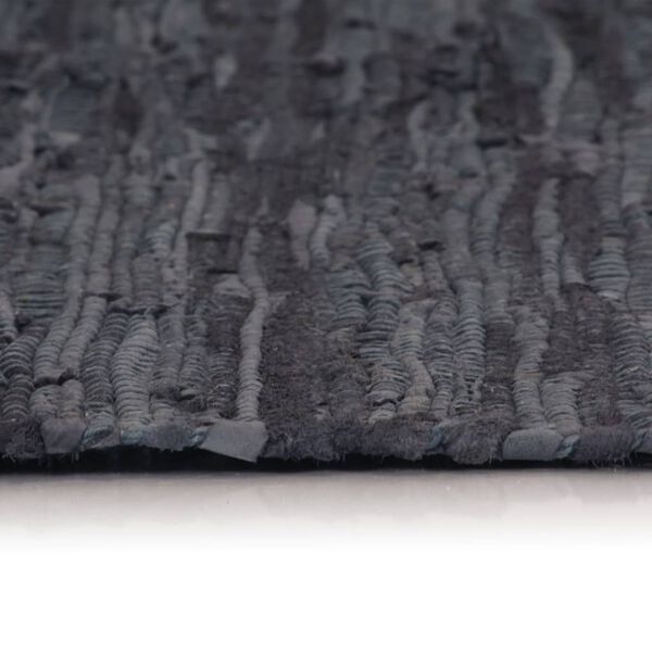 vidaXL Handgewebter Chindi-Teppich Leder 160x230 cm Grau