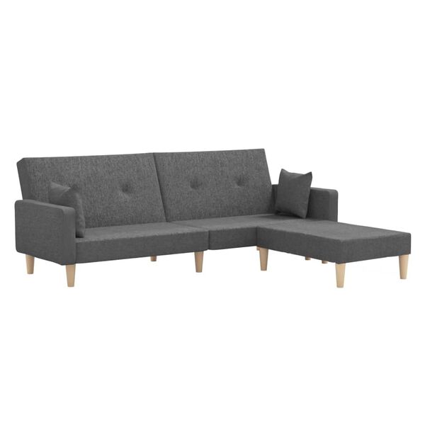 vidaXL Schlafsofa 2-Sitzer mit Fu&szlig;hocker Hellgrau Stoff