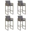 vidaXL 5-tlg. Gartenbar-Set mit Kissen Grau Poly Rattan Akazie
