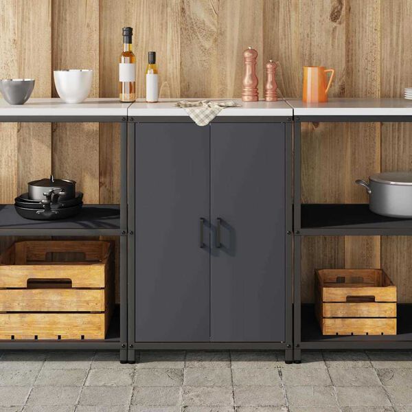 vidaXL K&uuml;chenaufbewahrung mit Regal Anthrazit 60 x 50 x 92 cm Stahl