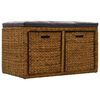 vidaXL Sitzbank mit 2 K&ouml;rben Seegras 71&times;40&times;42 cm Braun