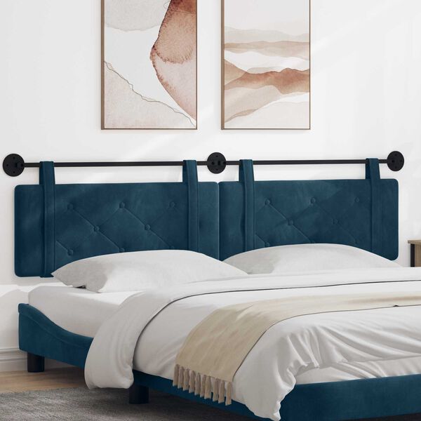 vidaXL H&auml;ngevorderseite Wandmontiert Blau 210 x 55 x 5 cm Samt