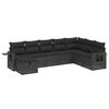 vidaXL 8-tlg. Garten-Sofagarnitur mit Kissen Schwarz Poly Rattan