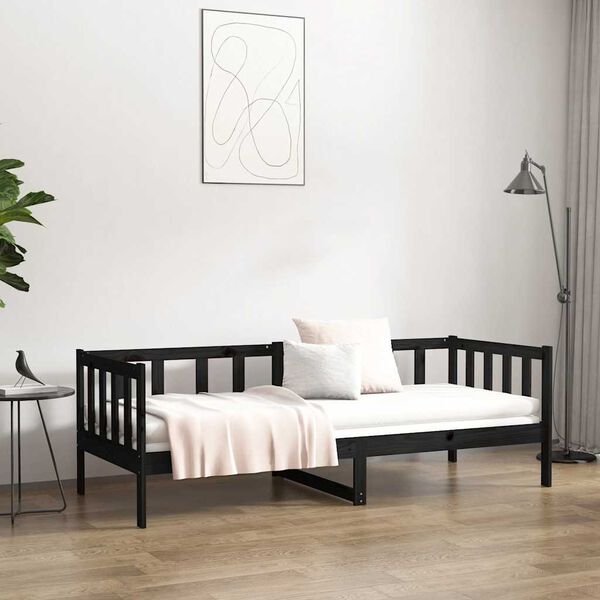vidaXL Tagesbett Schwarz 80x200 cm Massivholz Kiefer
