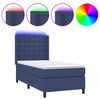 vidaXL Boxspringbett mit Matratze & LED Blau 90x190 cm Stoff