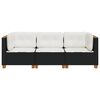 vidaXL Gartensofa mit Kissen 3-Sitzer Schwarz Poly Rattan