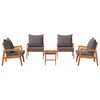 vidaXL Bistrogarnitur mit Kissen 5 pcs Braun Massivholz Akazie