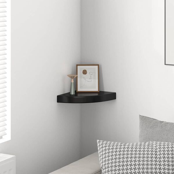 vidaXL Eck-Schweberegal Hochglanz-Schwarz 25x25x3,8 cm MDF