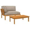 vidaXL Sofa Set mit Kissen Uni 2 pcs Taupe Massivholz Akazie