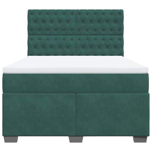 vidaXL Boxspringbett mit Matratze Dunkelgr&uuml;n 160x200 cm Samt