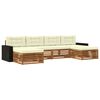 vidaXL Outdoor-Sofagarnitur 6 stk. Natur und Creme Massivholz Akazie