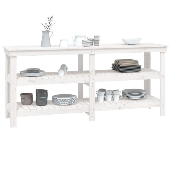 vidaXL Werkbank Wei&szlig; 181x50x80 cm Massivholz Kiefer