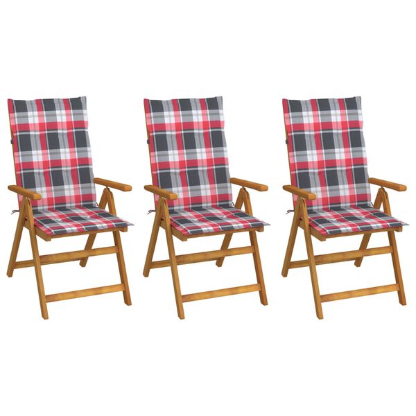 vidaXL Klappbare Gartenst&uuml;hle 3 Stk. mit Auflagen Massivholz Akazie