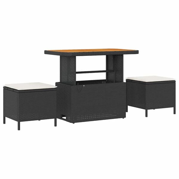 vidaXL Gartensofa-set mit Kissen 8 pcs Schwarz und Creme Poly-Rattan