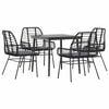 vidaXL 5-tlg. Garten-Essgruppe mit Kissen Schwarz Poly Rattan Glas