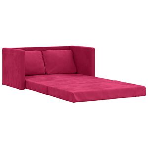 vidaXL Bodensofa mit Schlaffunktion Weinrot 122x204x55 cm Samt