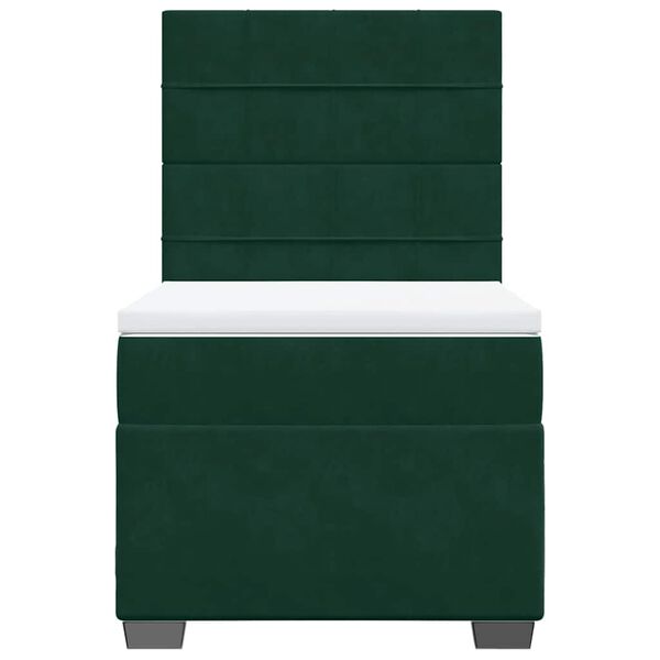 vidaXL Boxspringbett mit Matratze Dunkelgr&uuml;n 90x200 cm Samt