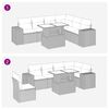 vidaXL 7-tlg. Garten-Sofagarnitur mit Kissen Schwarz Poly Rattan