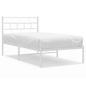 vidaXL Bettgestell mit Kopfteil Metall Wei&szlig; 107x203 cm
