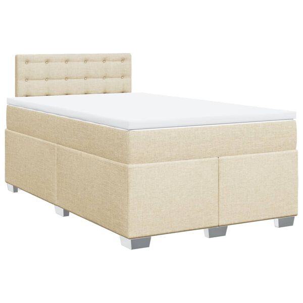 vidaXL Boxspringbett mit Matratze Creme 120x190 cm Stoff