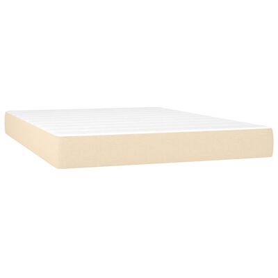 vidaXL Boxspringbett mit Matratze Creme 140x190 cm Stoff