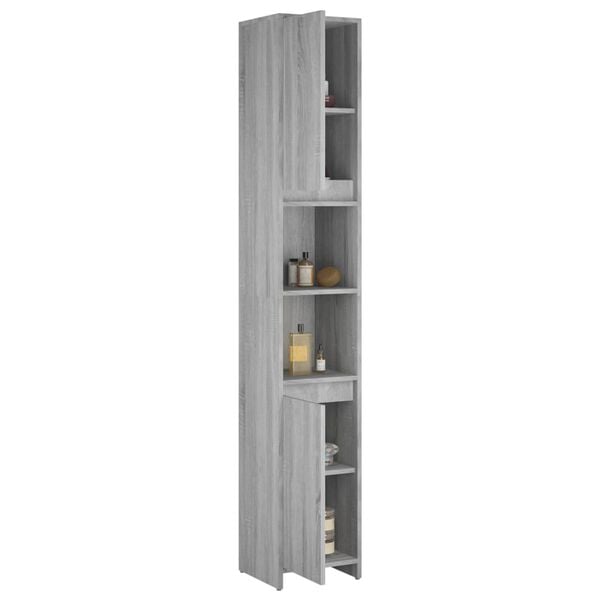 vidaXL Badezimmerschrank Grau Sonoma 30x30x183,5 cm Holzwerkstoff