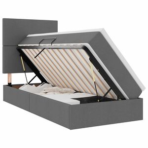 vidaXL Aufbewahrungsbett mit Matratze Dunkelgrau 100 x 200 cm Stoff