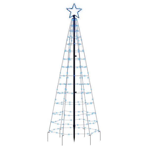 vidaXL LED-Weihnachtsbaum mit Erdspie&szlig;en 220 LEDs Blau 180 cm