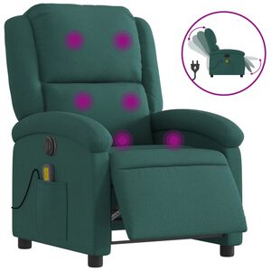 vidaXL Massagesessel Elektrisch Dunkelgr&uuml;n Stoff